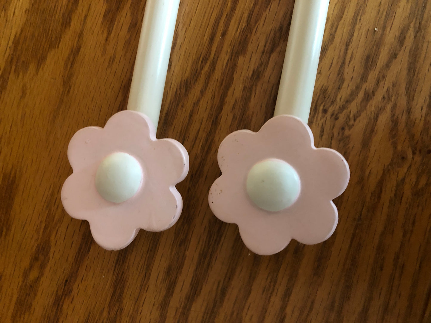 IKEA Curtain Rods (2) sizes 26in to 50in White with Pink Flowers