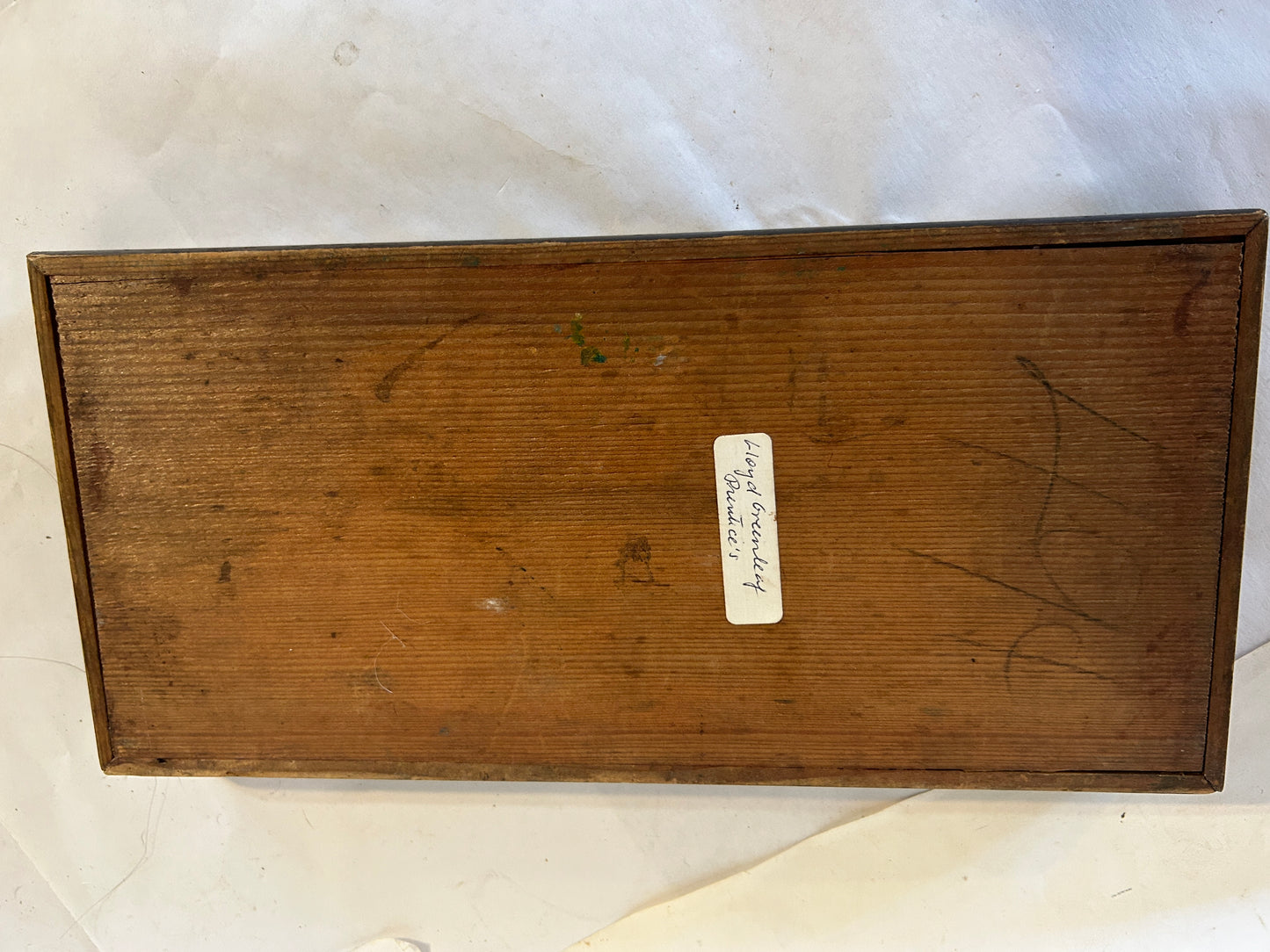 ANTIQUE VICTORIAN SOLID MAHOGANY ARTISTS WATERCOLOUR PAINT BOX c.1860-80