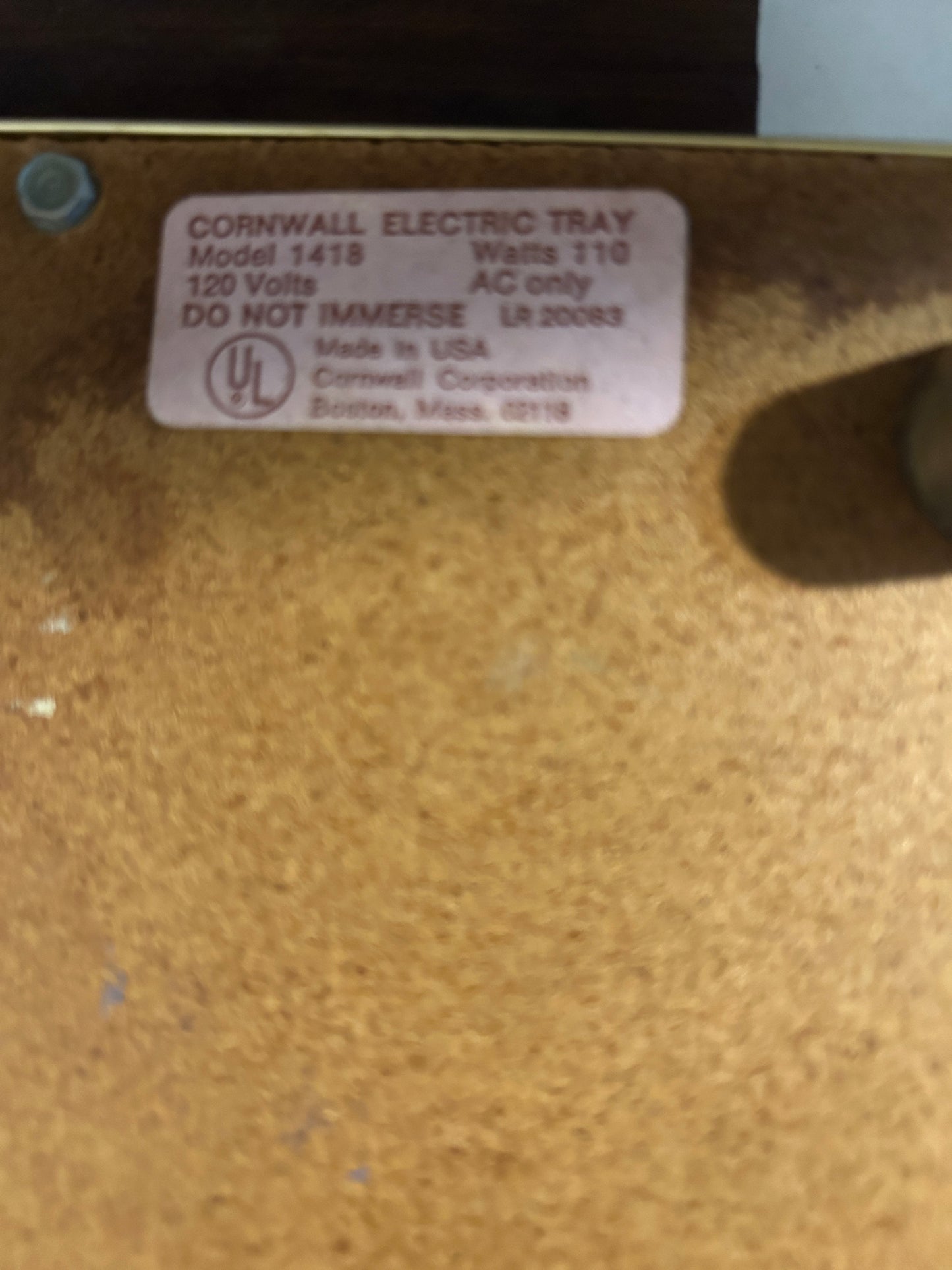 Pair of CORNWALL ELECTRIC 1973 VINTAGE HOT TRAY
