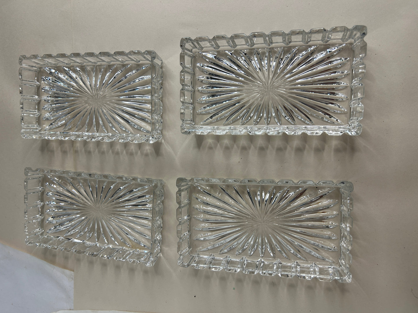 Vintage Set of 4 – Diamond Patten Crystal Pressed Serving Dishes