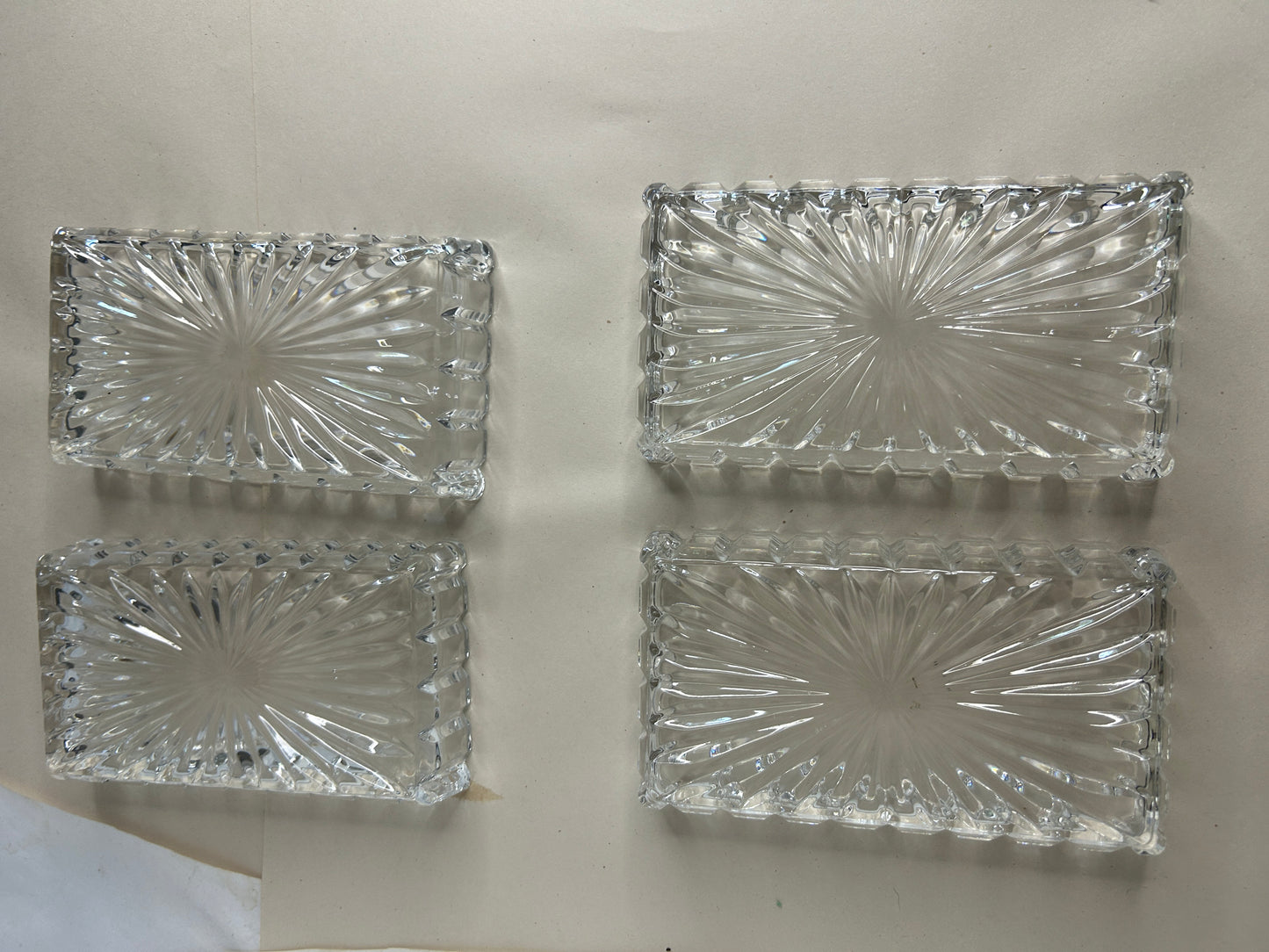 Vintage Set of 4 – Diamond Patten Crystal Pressed Serving Dishes