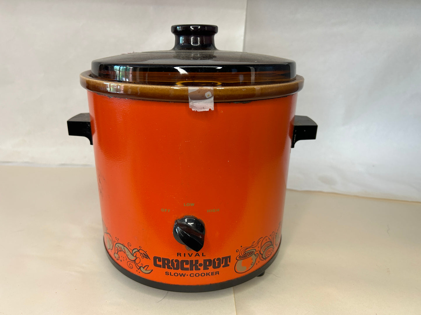Vintage Rival Crock Pot Slow Cooker Flame Orange Model 3100/2 3.5 Quart Tested