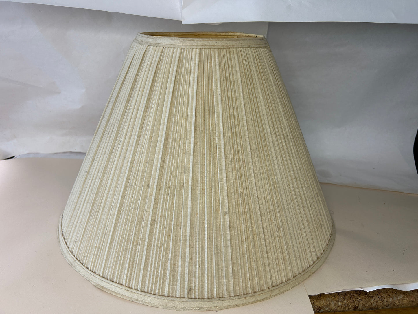 Vintage Large Antique White Pleated Fabric Empire Lamp Shade