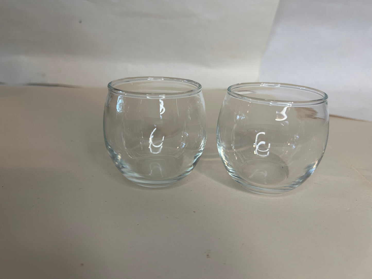 Vintage c. 1960s Pair of Clear “Roly-Poly” Cocktail Glasses