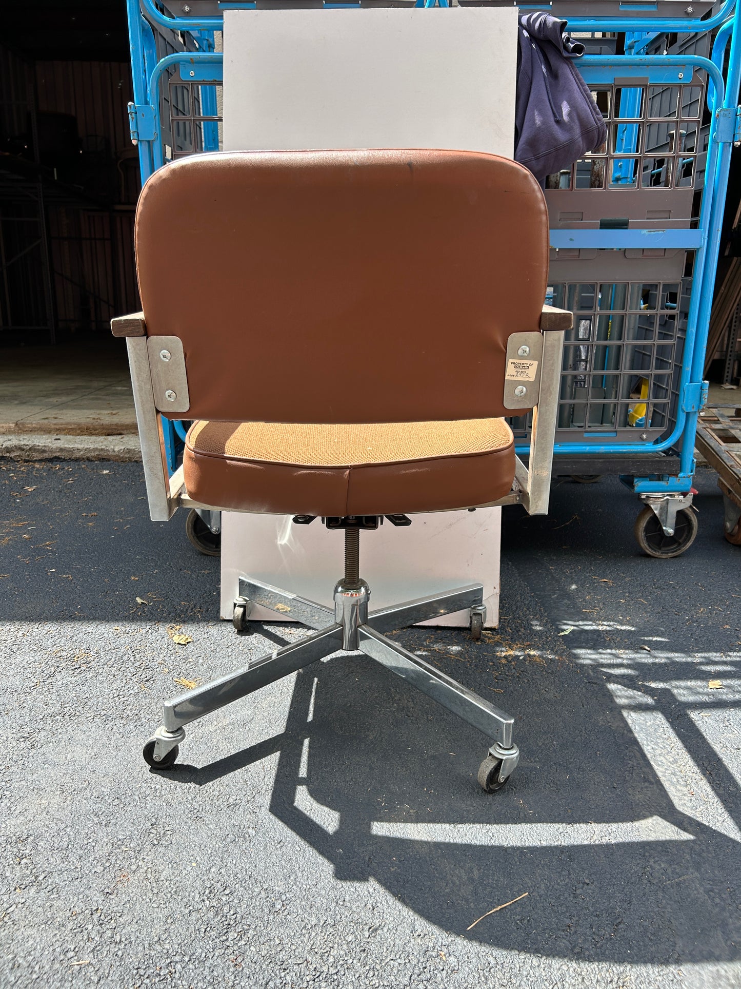Vintage Mid-Century Modern Brown Rolling Chair by Global Upholstery Co.