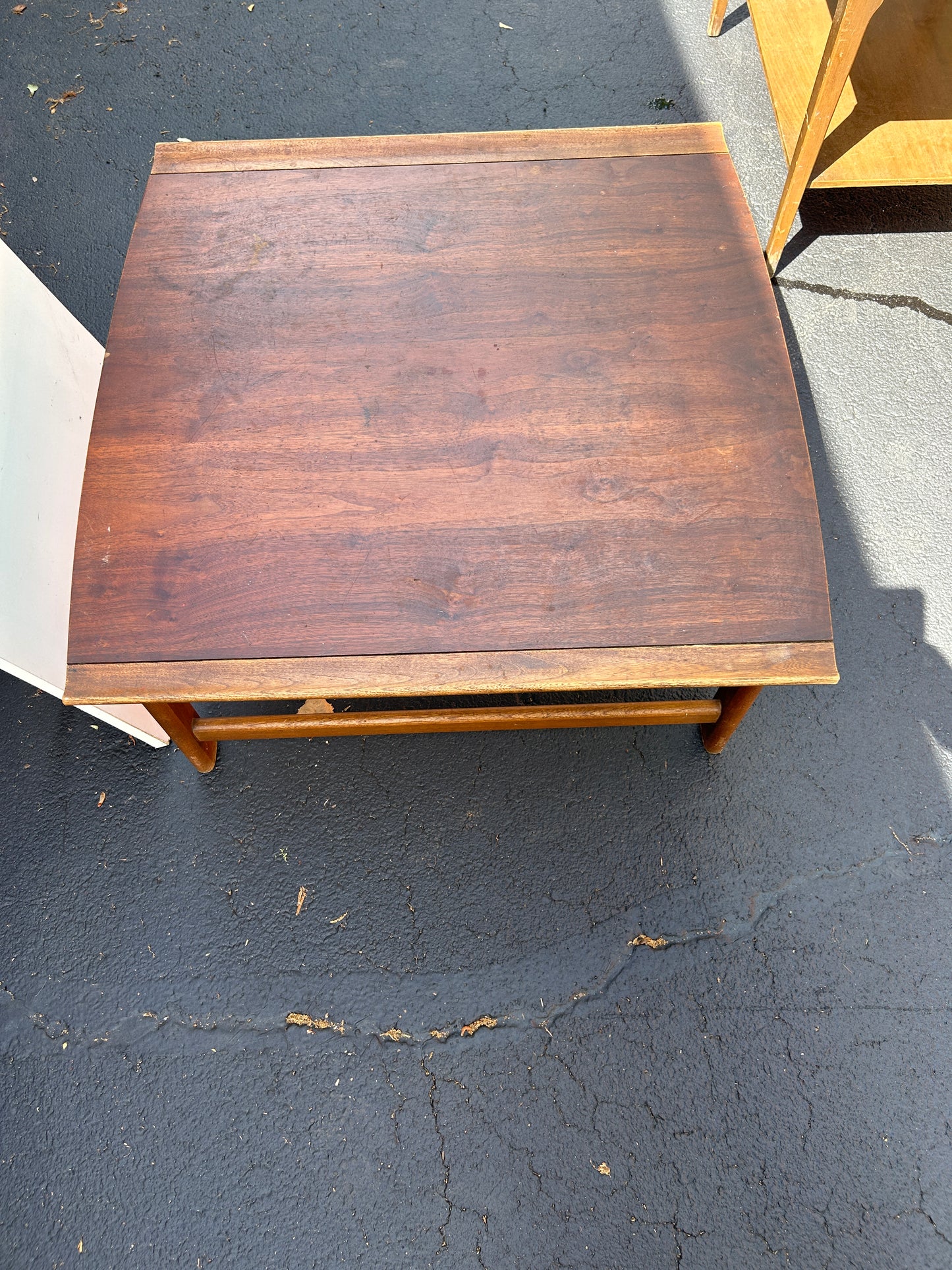 Vintage 1960s Lane Furniture "Vogue" Square Walnut & Ash Coffee Table