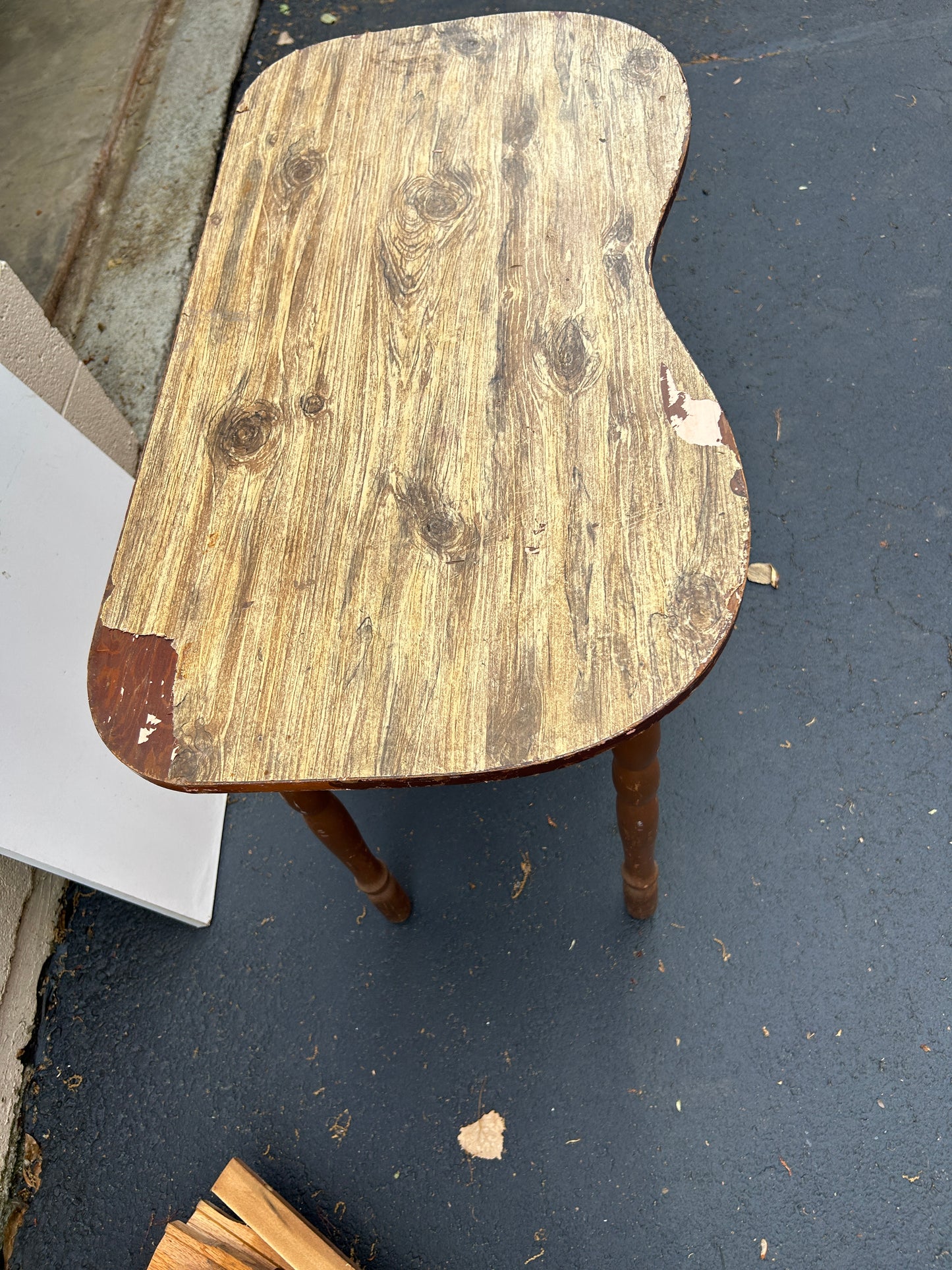 Vintage 1960s Wood Kidney Shaped Dressing Table - Restoration Project
