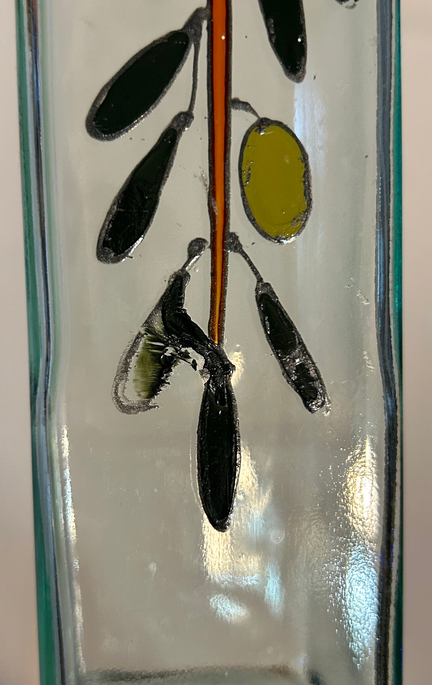 USED Glass Painted Art Bud Vase