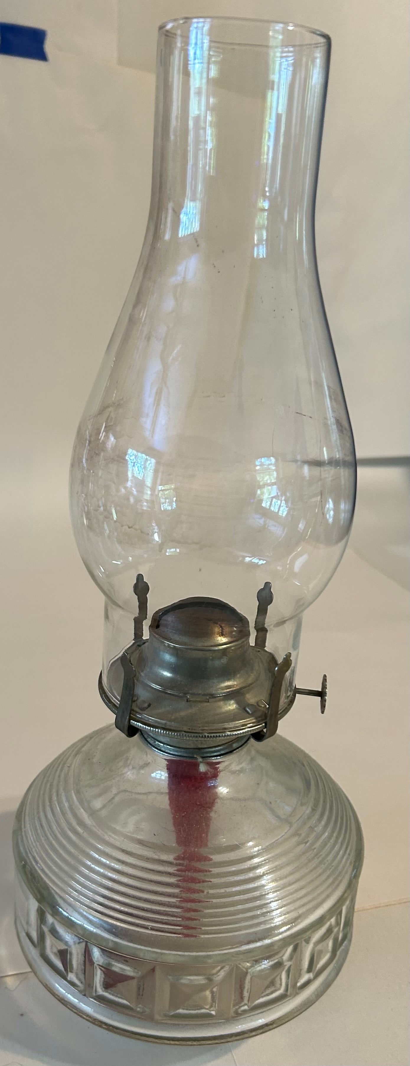 Vintage LampLight Farms Embossed Block Pattern Glass Oil Lamp