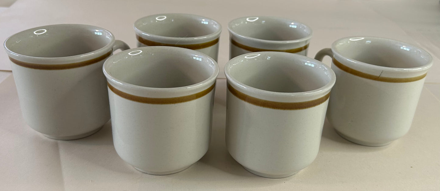 Vintage 1970s Set of Five Japanese Stoneware Coffee Cups
