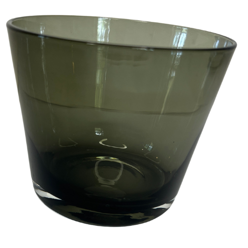 Vintage Mid-Century Modern Black Smoke Glass Stackable