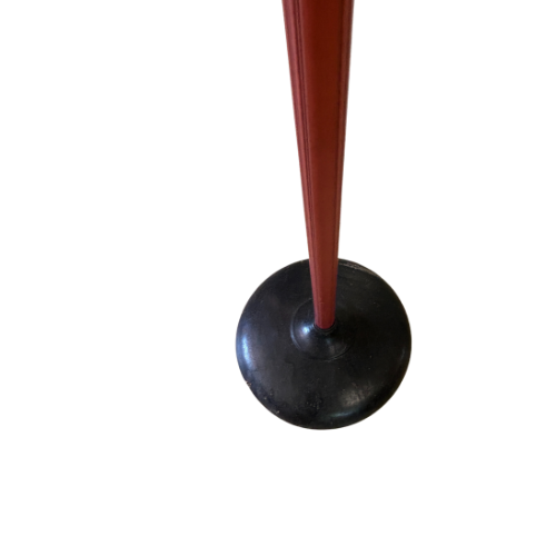 Vintage 1950s Persimmon Brass Gooseneck Floor Lamp with Two Cones