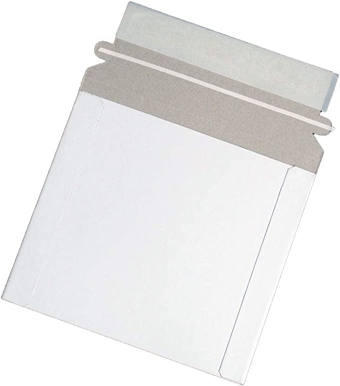 NIP CD/DVD Disc White Cardboard Mailers, 6 x 6 3/8 Inches, Self Seal Adhesive Flap, 25 pack