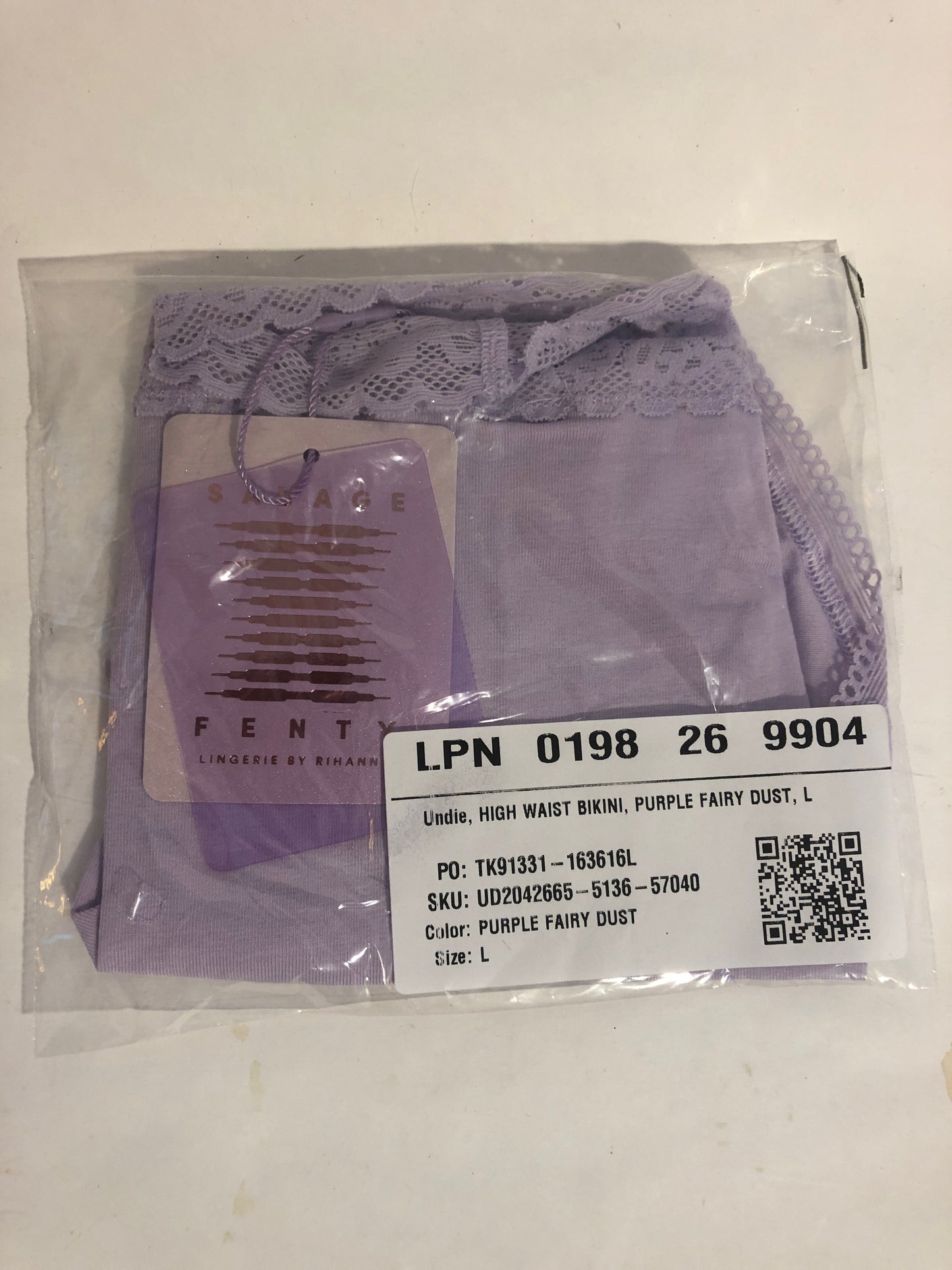 New in Package Savage X Fenty High Waist Bikini Purple Fairy Dust Size L