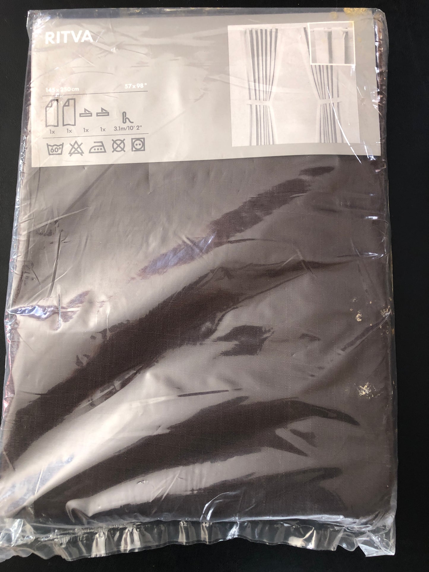 IKEA Ritva Curtains Brown New In Package 57" x 98"