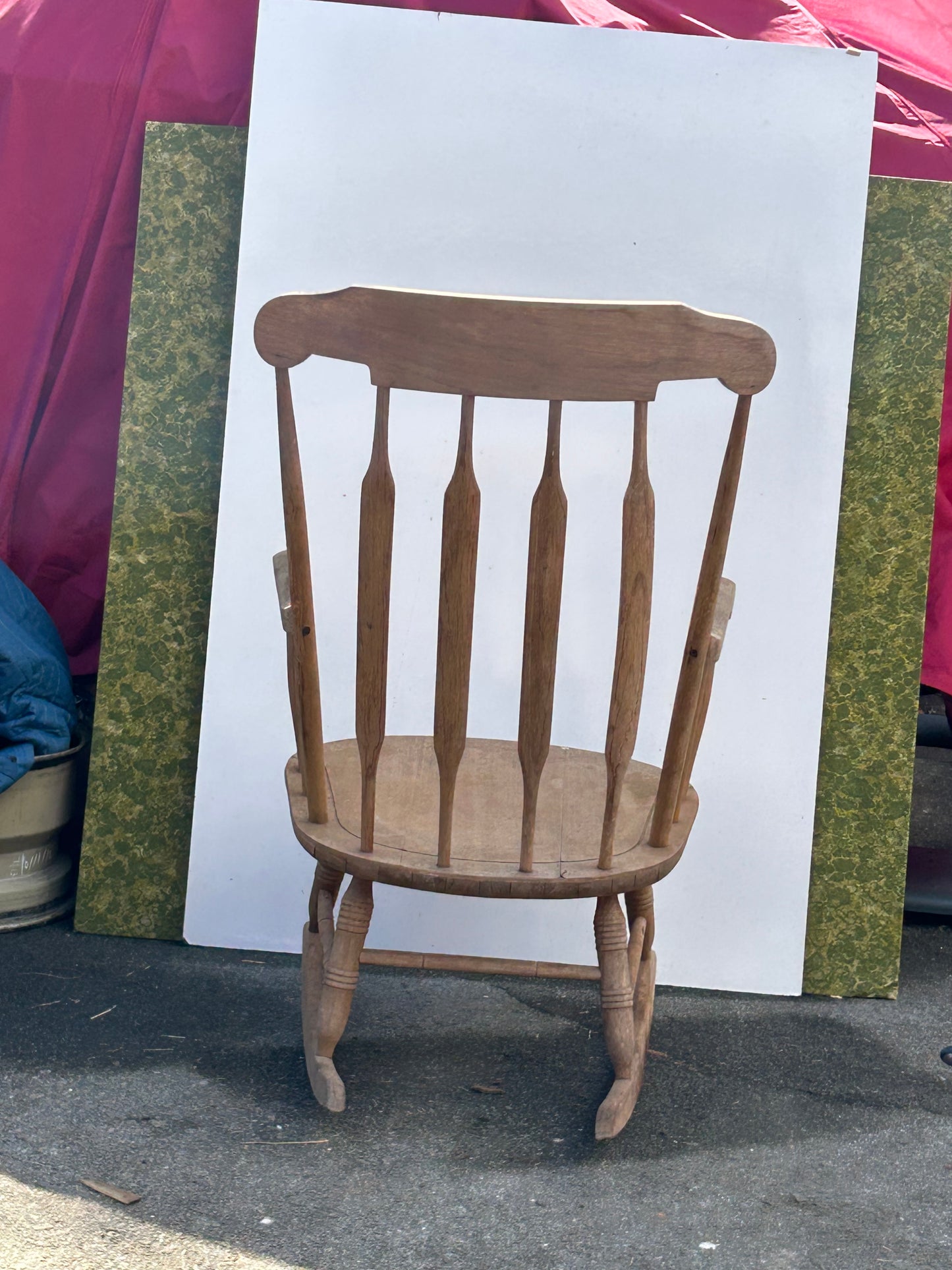 Vintage Wooden Rocking Chair featuring a Wide Seat