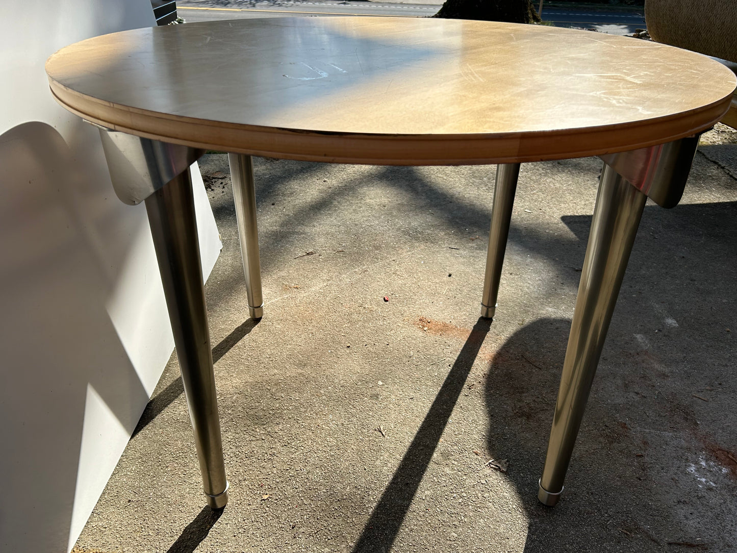 Mid-Century Modern Round Seat Chair Table with Unique Legs