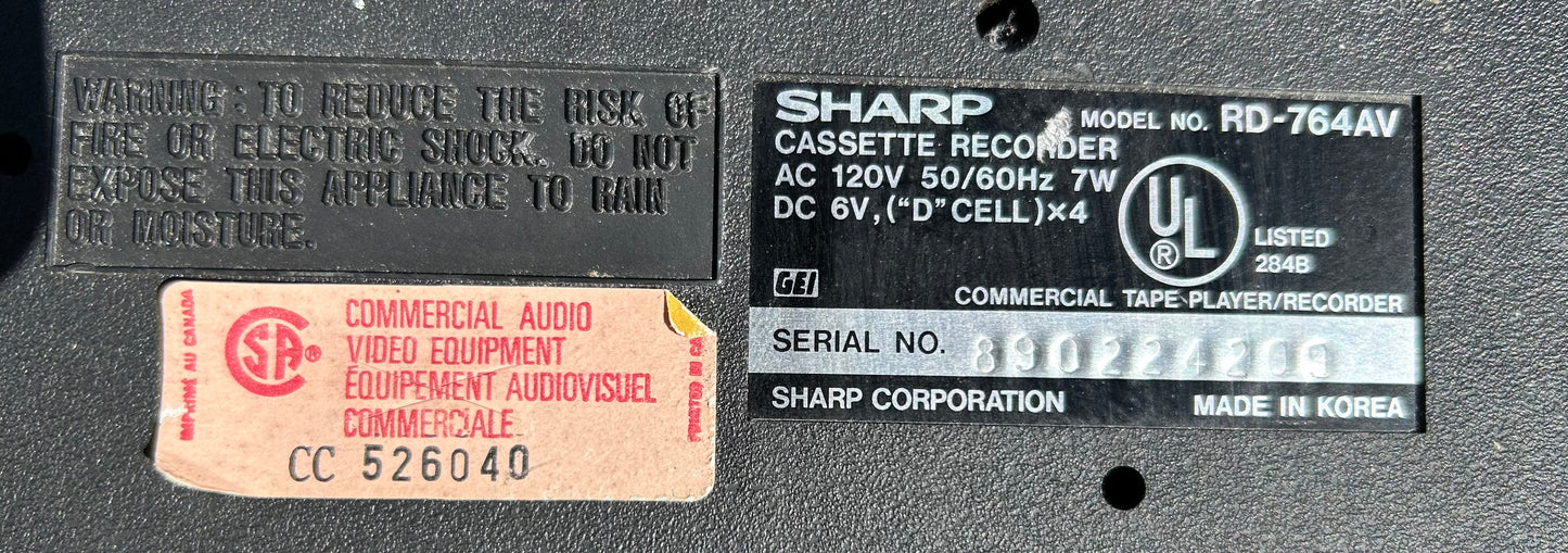 Vintage Sharp Cassette Recorder