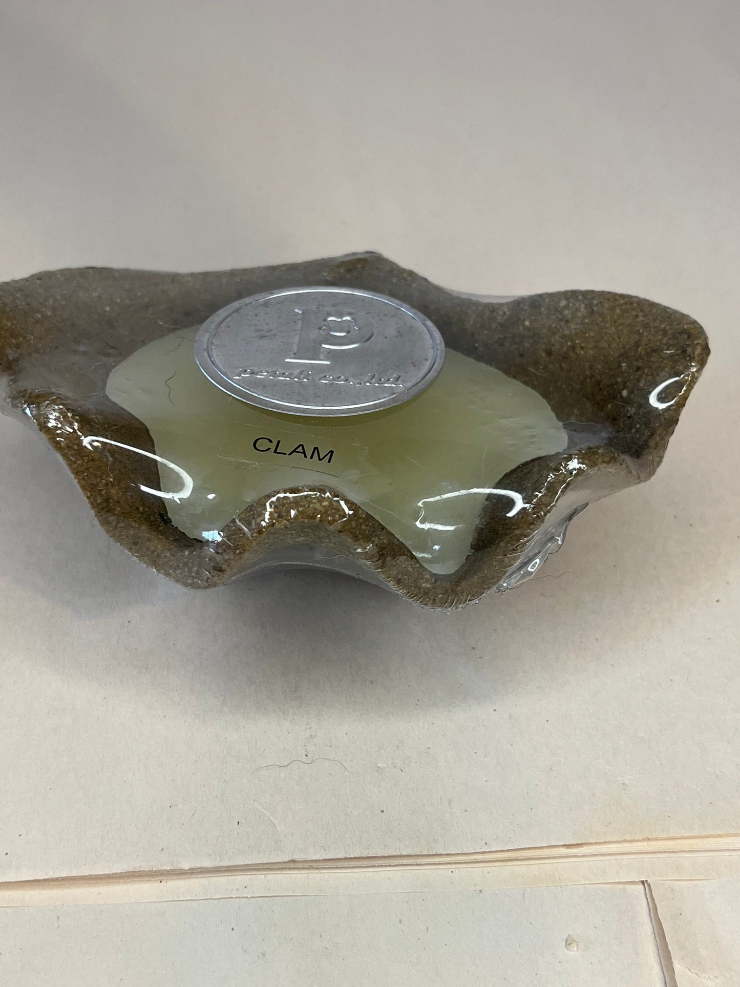 NIP Pentali Company LTD Clam Shell Candles in Sea Scent in Your Choice of Brown and Sand Holder Color