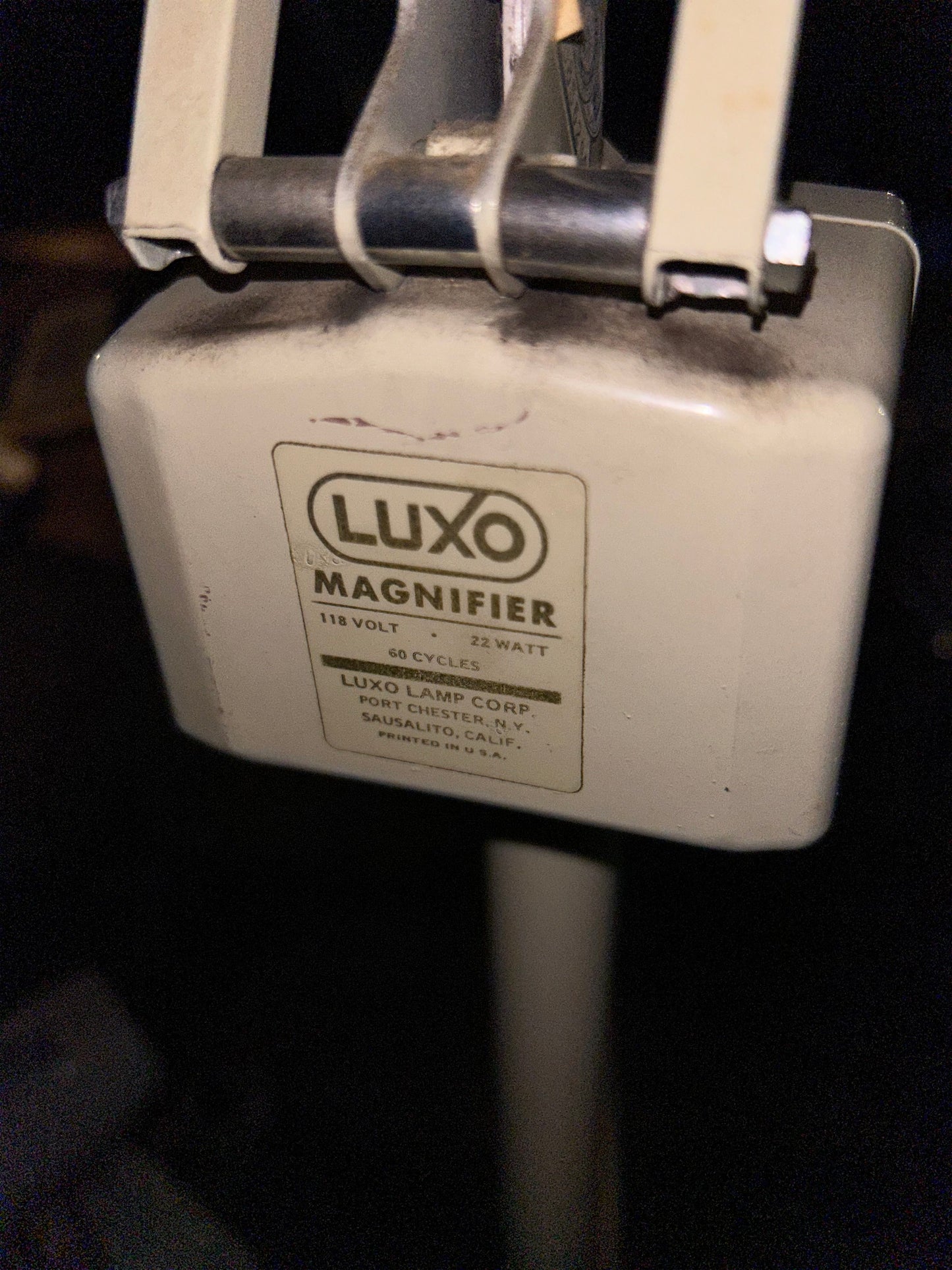 Vintage 1970s Luxo Magnifier Articulating Lamp with Stand - Excellent Condition