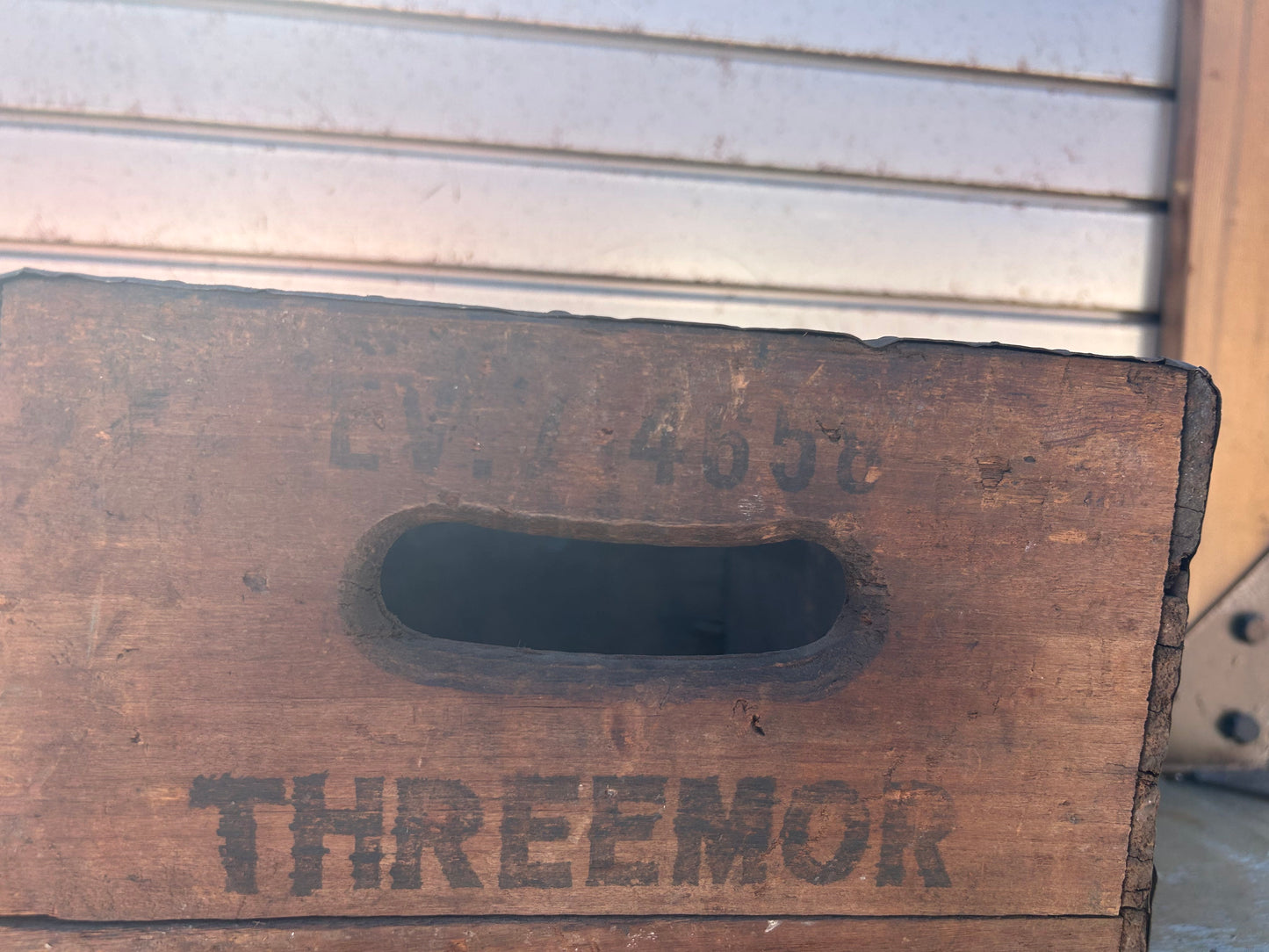 Vintage Threemor Milk Chocolate Small Bottle Wooden Crate from Brooklyn, NY - Good Condition