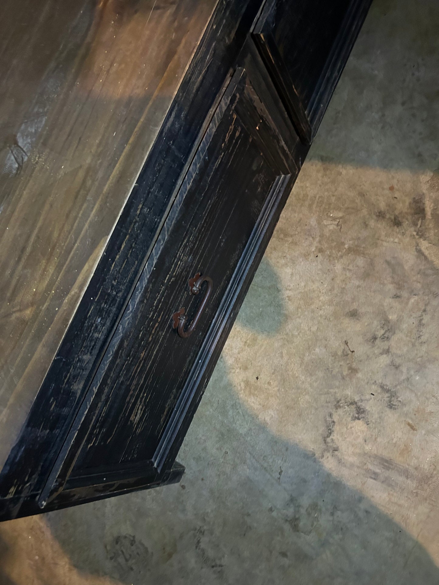 Vintage Distressed Black Entry Way Bench w/ 2 Storage Drawers