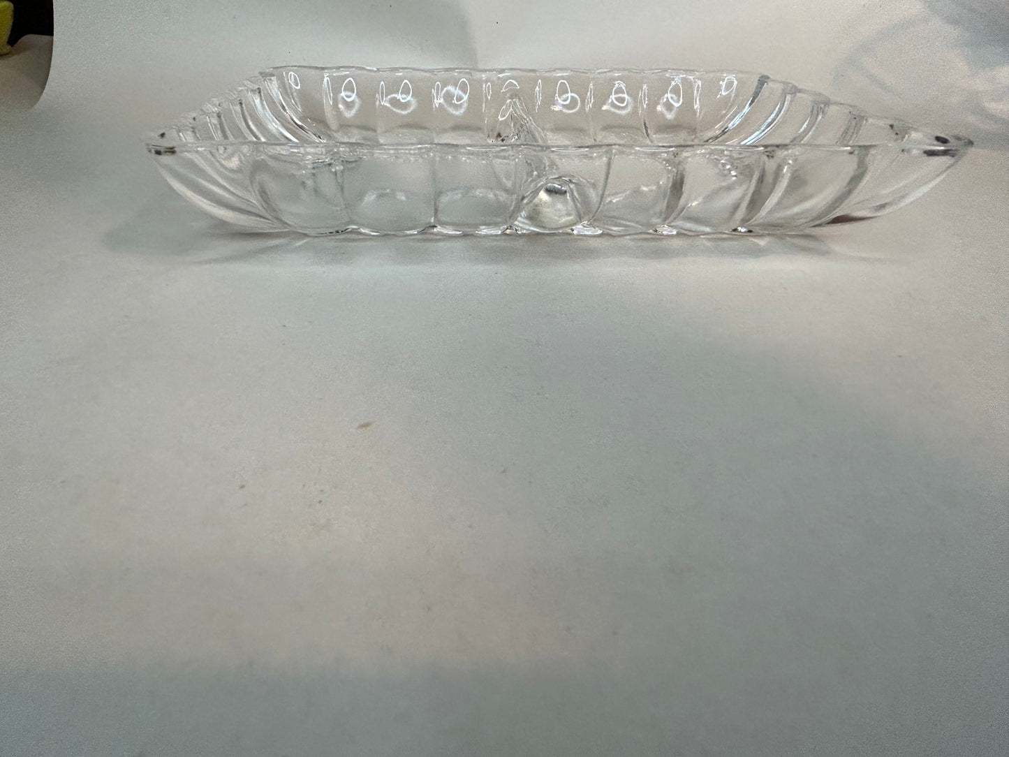 Vintage Clear Glass Relish Candy Divided Dish With Scalloped Edge