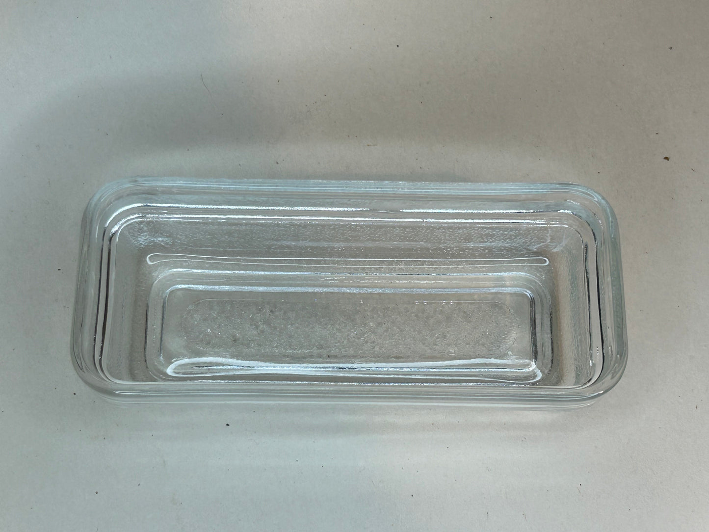 Vintage Mid-Century Modern 1960s Clear Glass Butter Dish