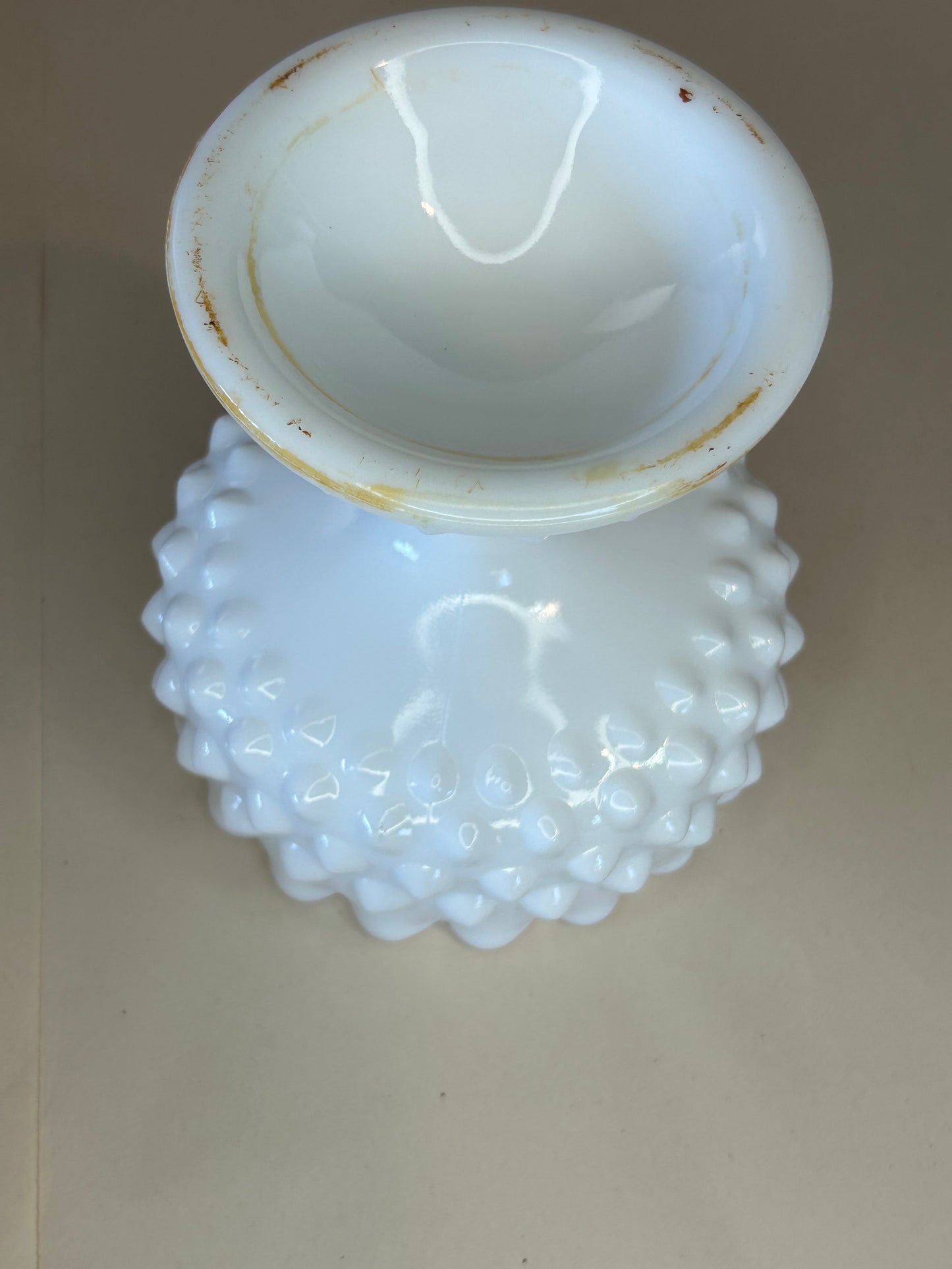 Vintage Milk Glass Hobnail Round Footed Compote Candy Dish - Excellent Condition