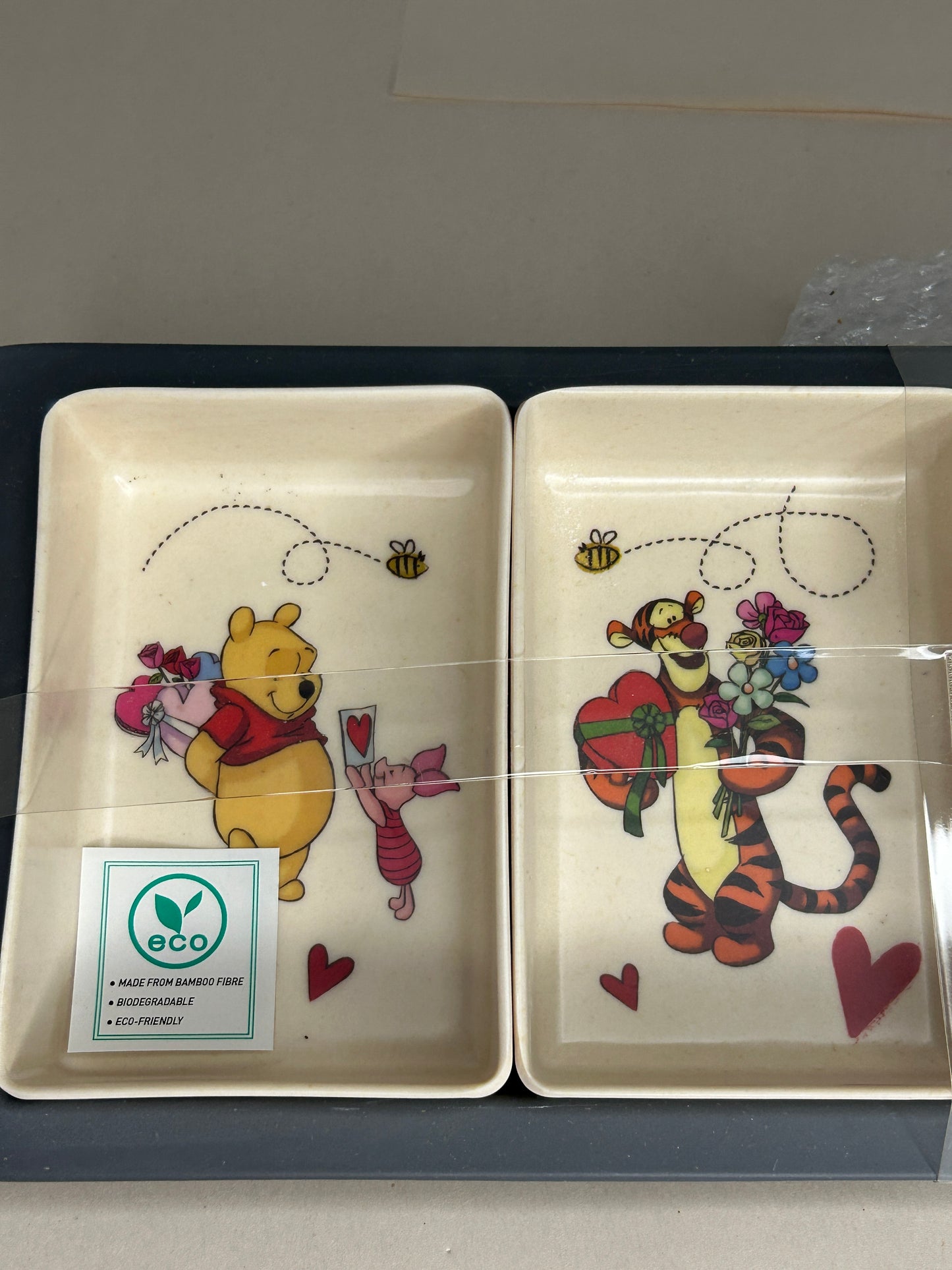 NIP Disney Pooh & Friends Four Section Tray Made of Eco Friendly Bamboo