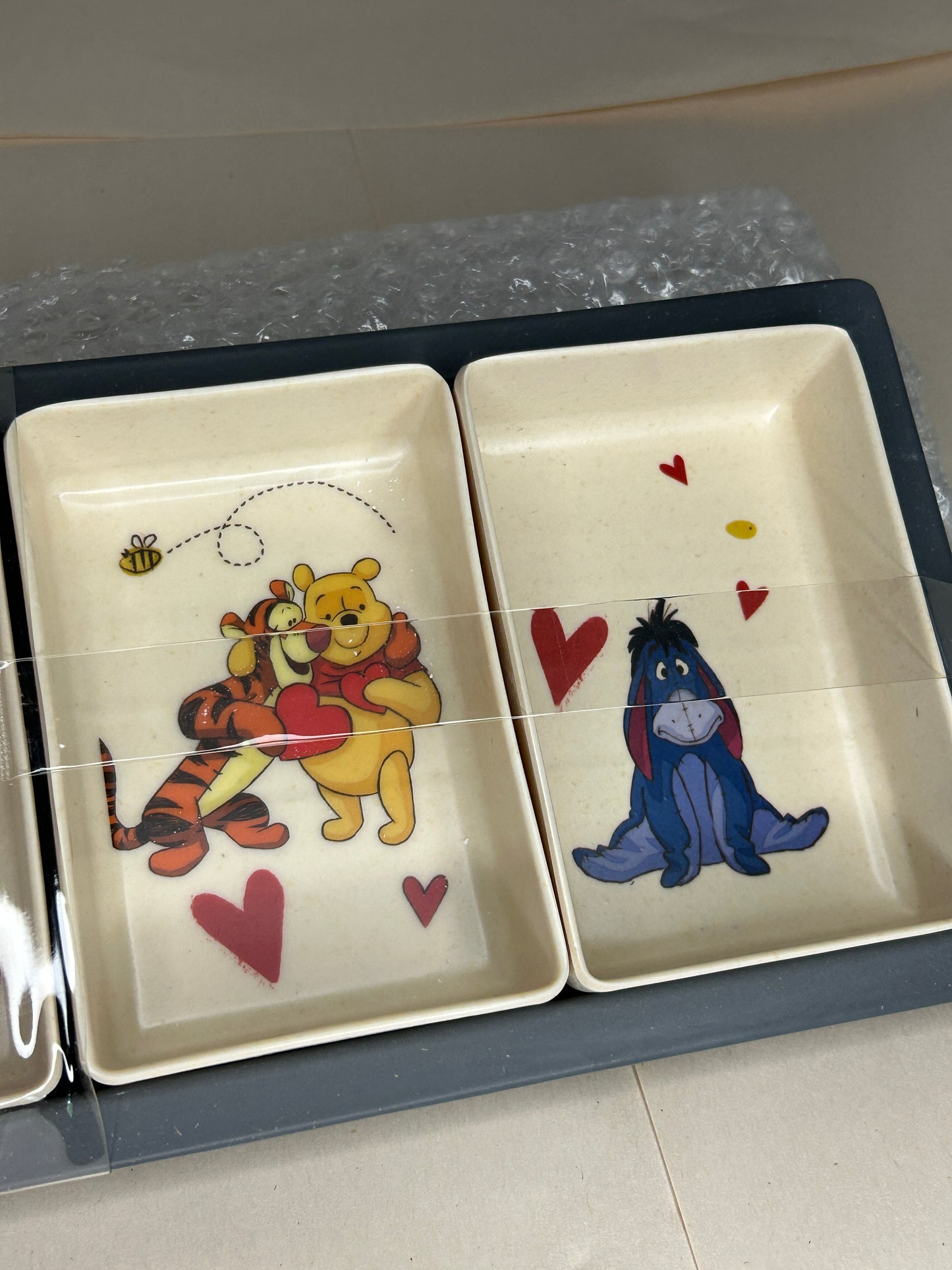 NIP Disney Pooh & Friends Four Section Tray Made of Eco Friendly Bamboo