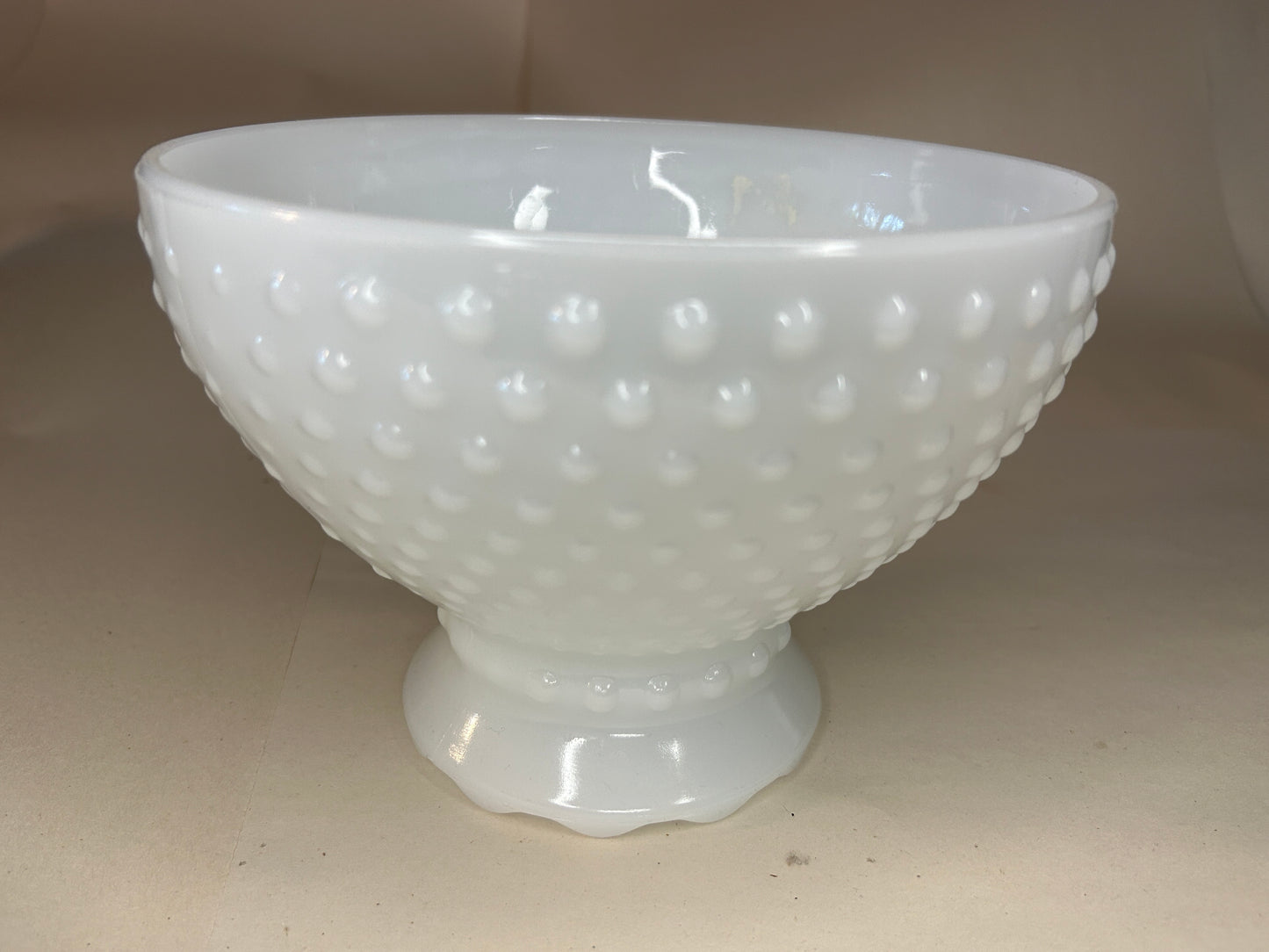 Vintage 1950s White Milk Glass Hob Nail Hurricane Lamp Shade