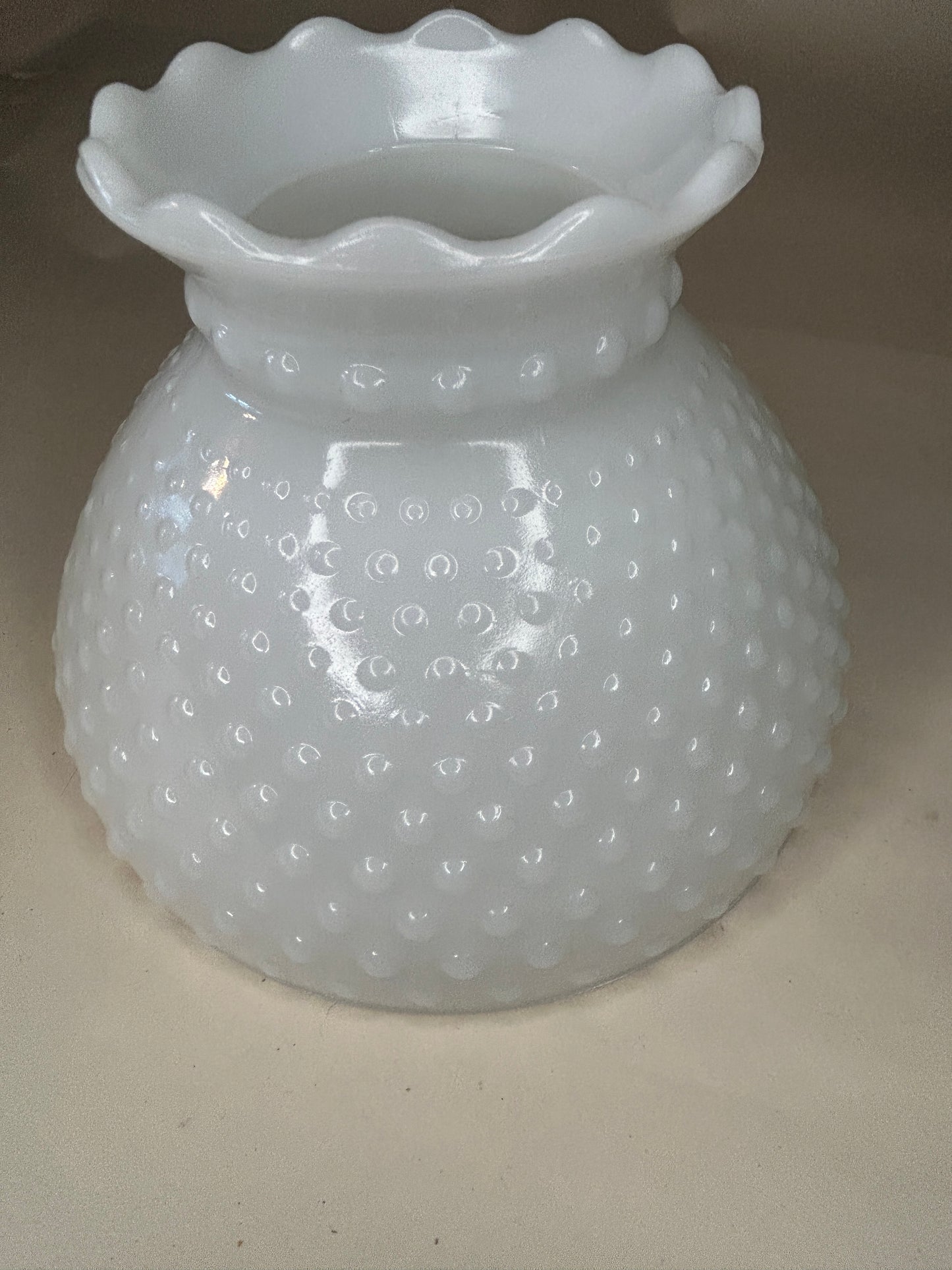 Vintage 1950s White Milk Glass Hob Nail Hurricane Lamp Shade