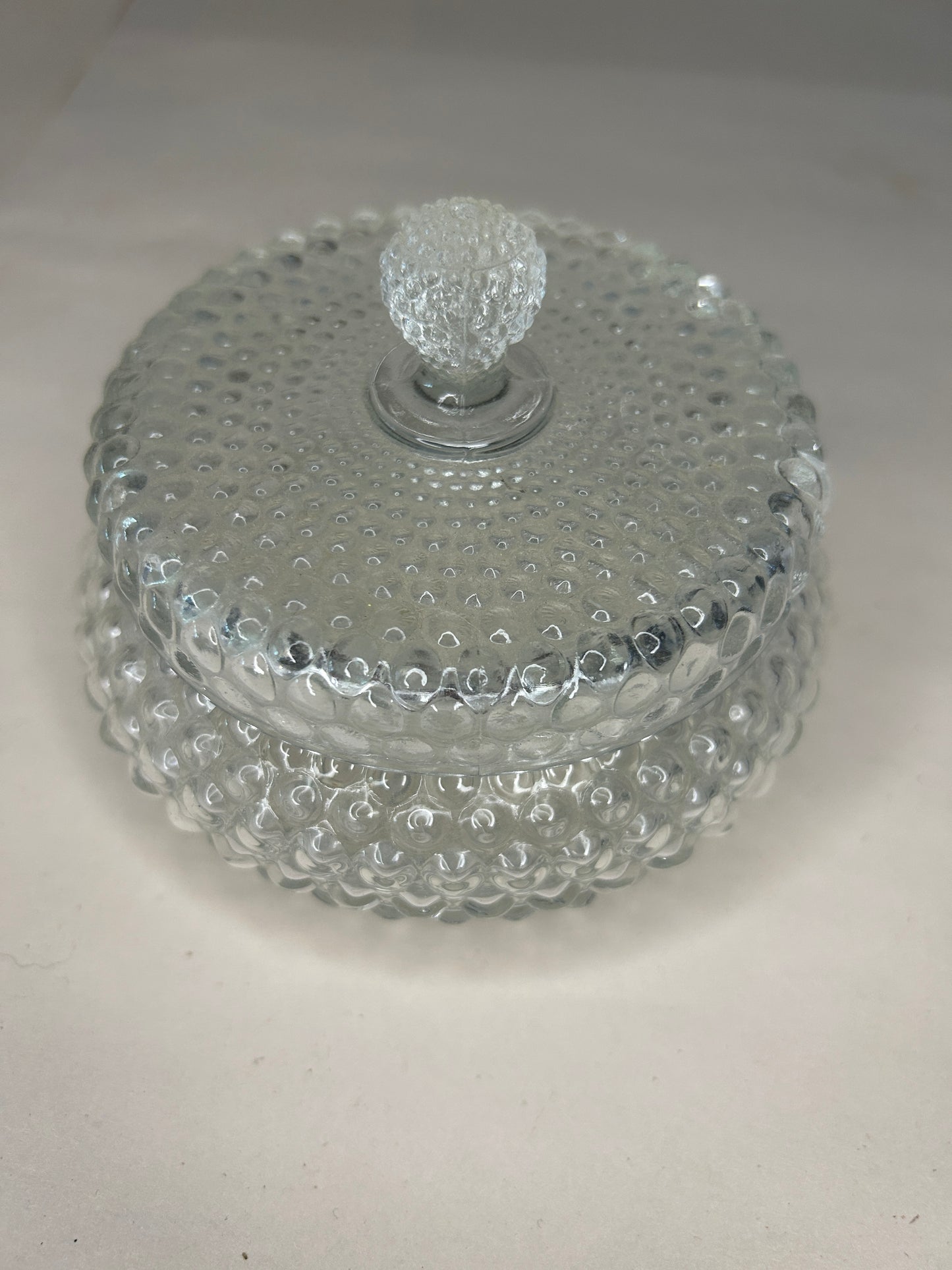 Vintage Anchor Hocking Hobnail Vanity Powder Glass Bowl with Lid