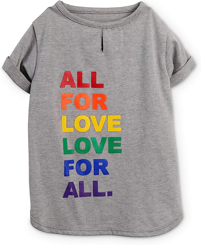 NWT YOULY The Free Spirit Rainbow Love Dog Grey T-Shirt, Large, Gray