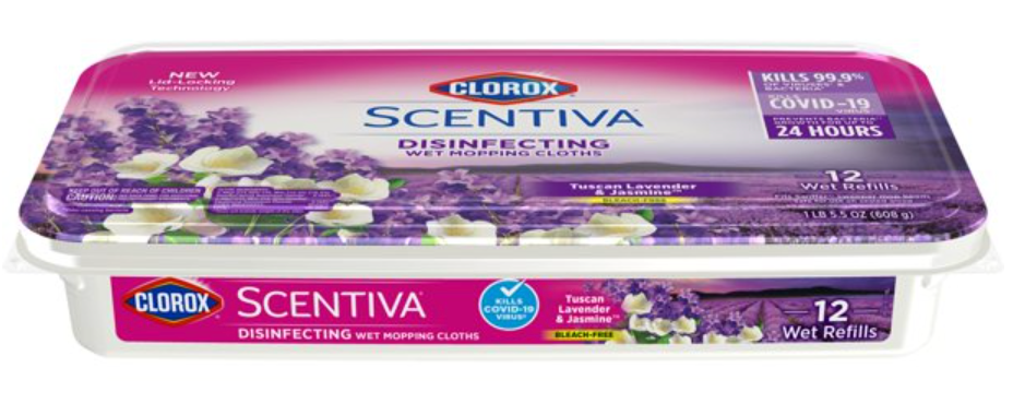 NIP Clorox Scentiva Disinfecting Mopping Pad Tuscan Lavender; Jasmine-12 Wet Refills