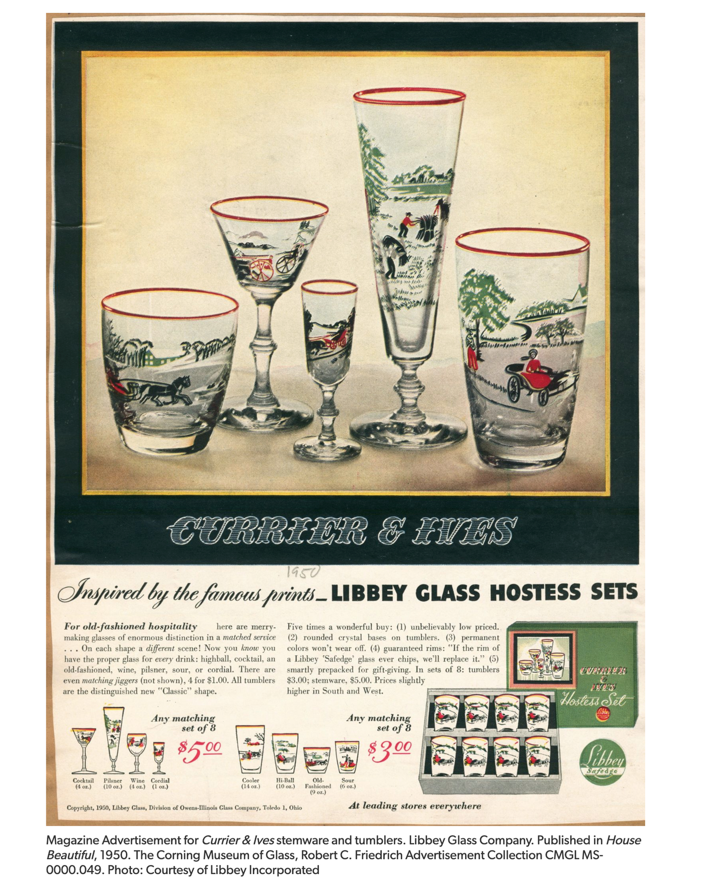 Vintage 1950s Curio LIBBEY GLASS COMPANY Hostess Set by Freda Diamond