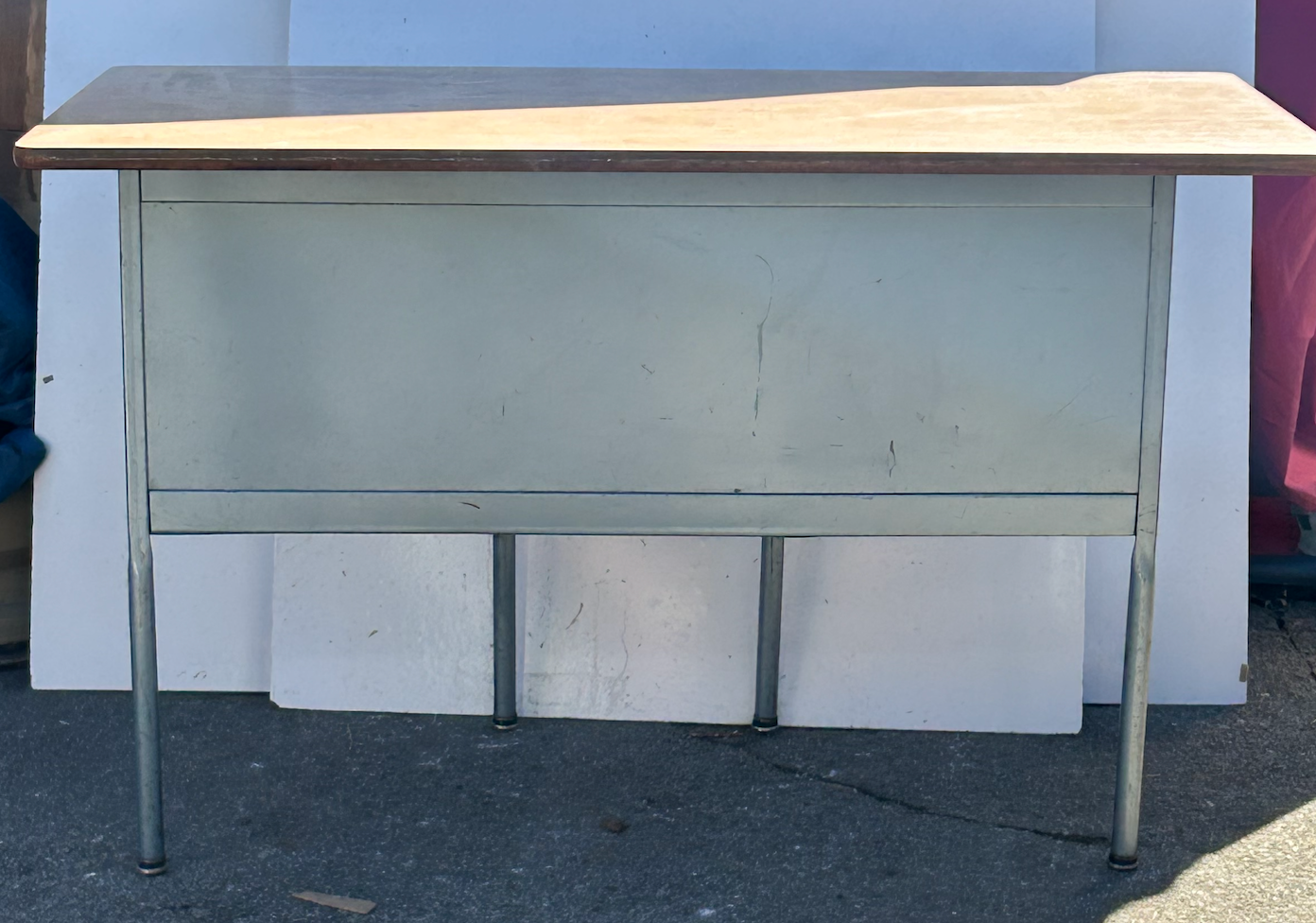 Rare Vintage Mid-Century Modern 1950s Two-Student Metal School Desk