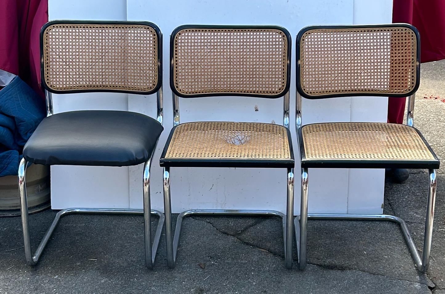Mid-Century Modern Set of 3 Cesca Cantilever Chairs by Marcel Breuer, 1970s